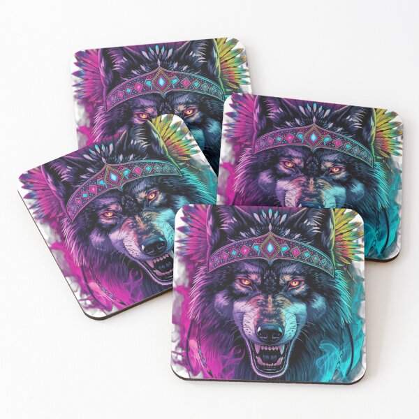 Item preview, Wild Psychedelic Shamanic Wolf Trippy Festival Art designed and sold by VisualVerseLab.