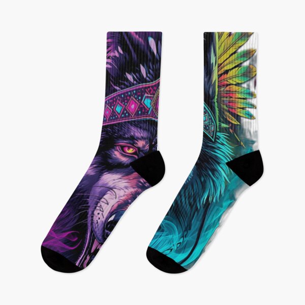 Item preview, Wild Psychedelic Shamanic Wolf Trippy Festival Art designed and sold by VisualVerseLab.