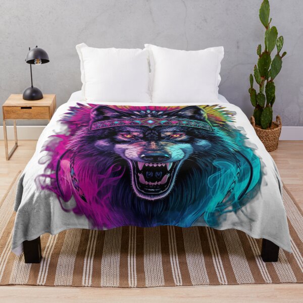 Item preview, Wild Psychedelic Shamanic Wolf Trippy Festival Art designed and sold by VisualVerseLab.