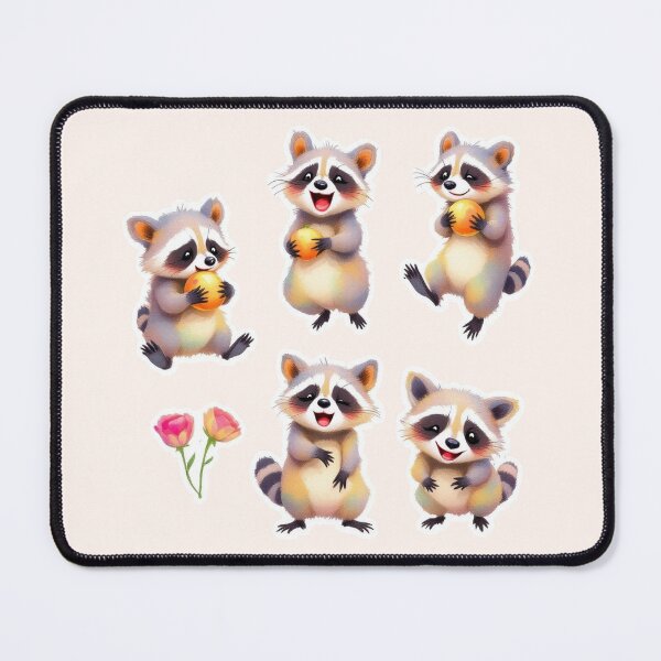 Item preview, Cute Watercolor Raccoon Sticker Pack - Happy Woodland Trash Pandas designed and sold by Yasmine Mohammed.