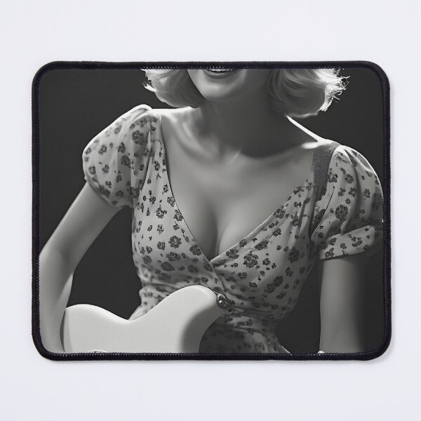 Item preview, Vintage Smiling Woman Playing Electric Guitar designed and sold by Holub Art Studio & design.