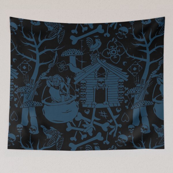 Item preview, Baba Yaga Nightmare in Black + Poseidon Blue designed and sold by YesterdayColl.