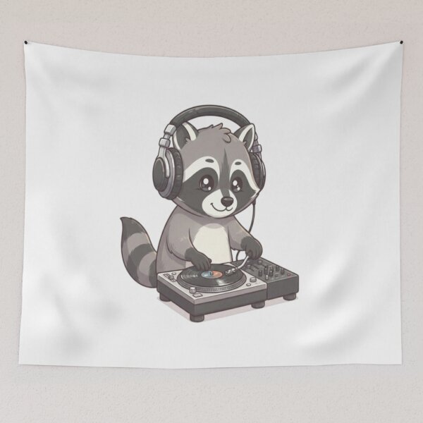 Item preview, Cute Raccoon DJ Mixing Music designed and sold by Ella_Sketch.