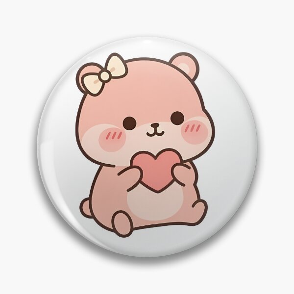 Item preview, Cute Pink Kawaii Bear Holding Heart - Sweet Valentine Love designed and sold by Cuddly-Critters.