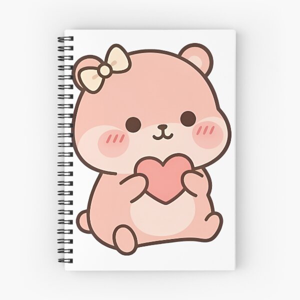 Item preview, Cute Pink Kawaii Bear Holding Heart - Sweet Valentine Love designed and sold by Cuddly-Critters.