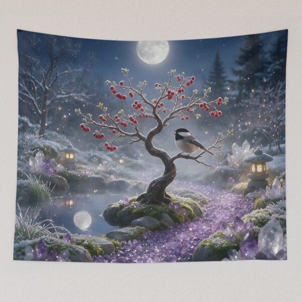 Item preview, February Amethyst Zen Garden – Chickadee Moon Crystal Art designed and sold by Roanemermaid.