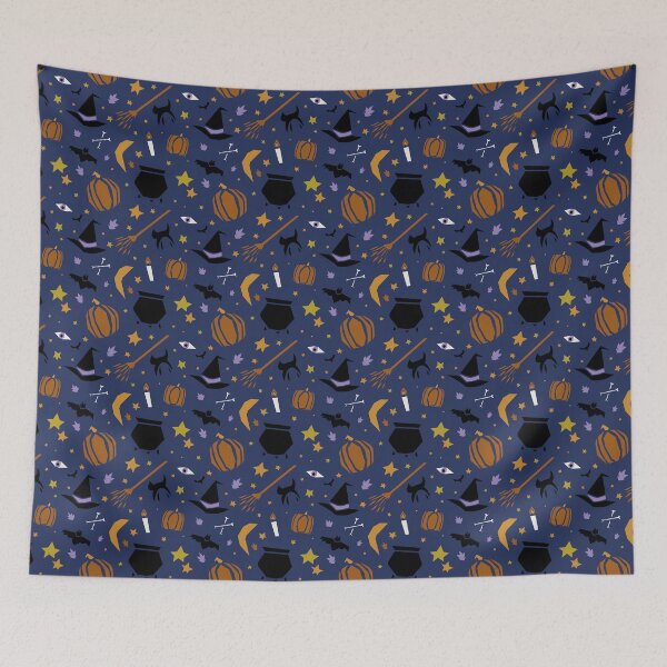 Item preview, Woodcut Witchy Icons in Navy designed and sold by YesterdayColl.