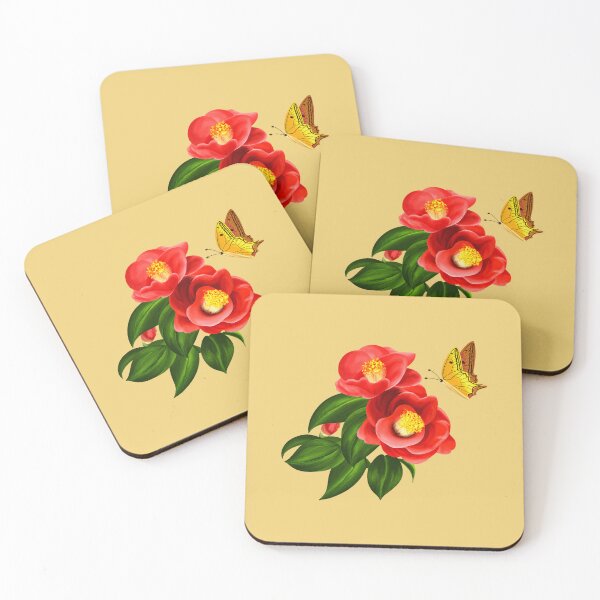 Item preview, Red Camellia and Butterfly designed and sold by GomTaeng.