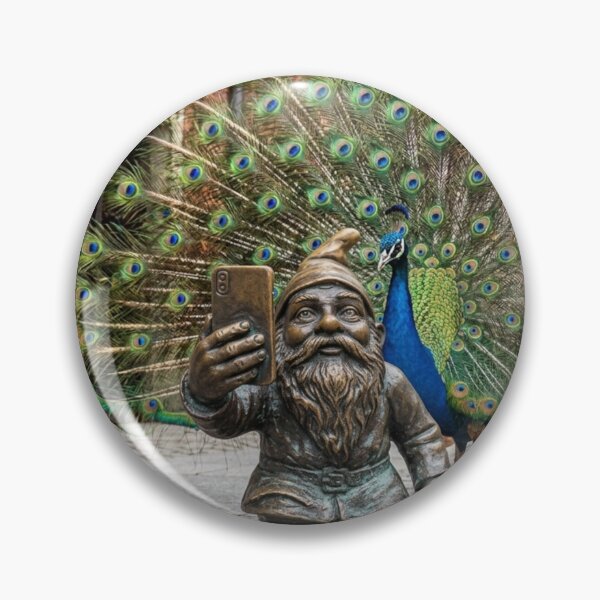Item preview, Wroclaw Gnome With Peacock – Bronze Garden Gnome Folk Art designed and sold by Purrfecta.