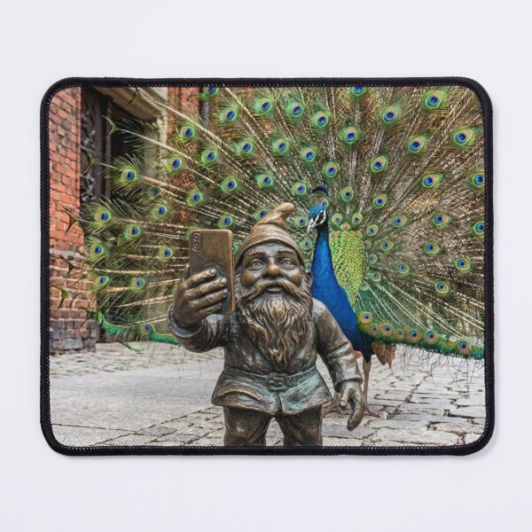 Item preview, Wroclaw Gnome With Peacock – Bronze Garden Gnome Folk Art designed and sold by Purrfecta.