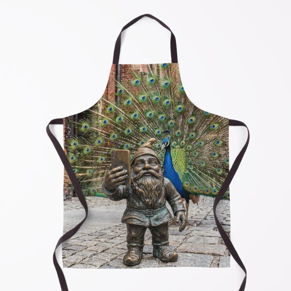 Item preview, Wroclaw Gnome With Peacock – Bronze Garden Gnome Folk Art designed and sold by Purrfecta.