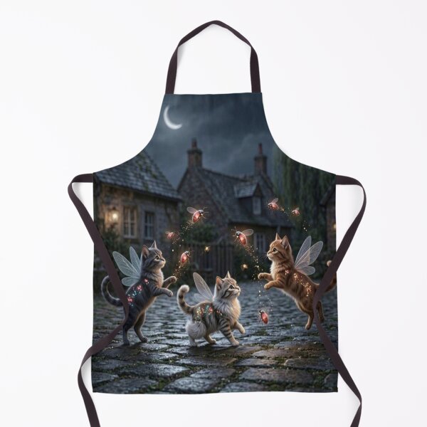 Item preview, Cute Fairy Cats with Glowing Ladybugs at Night designed and sold by Breezes-of-Ida.