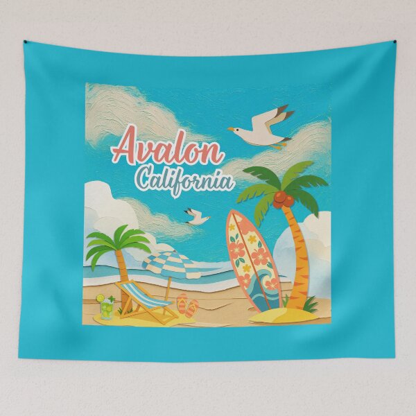 Item preview, Avalon California Beach Retro Travel Poster Souvenir designed and sold by DonnaRaine.