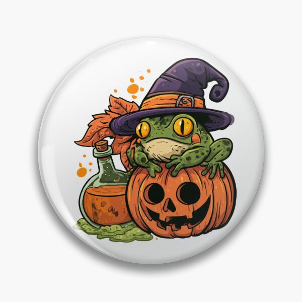 Item preview, Cute Witch Frog on Halloween Pumpkin with Magic Potion - Spooky Autumn Design designed and sold by AceEye.