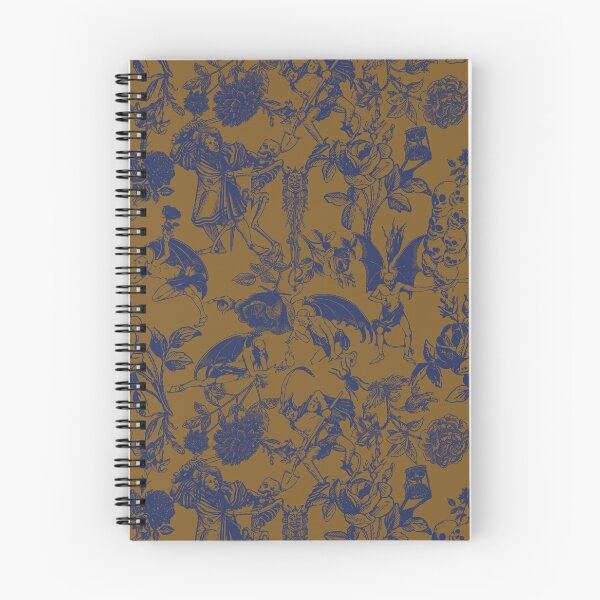 Item preview, Demons N' Roses Toile in Gold and Poseidon Blue designed and sold by YesterdayColl.
