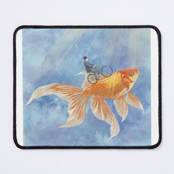 Item preview, Man on a bicycle on a giant floating fish. designed and sold by Sonyajn.