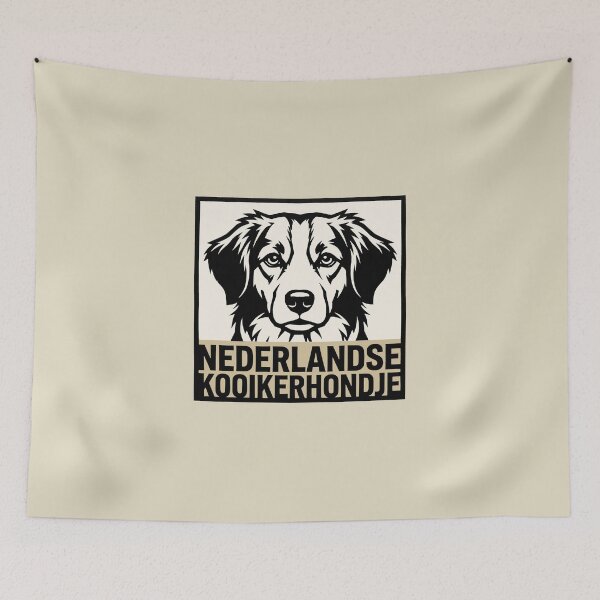 Item preview, Nederlandse Kooikerhondje Dog Breed Woodcut Linocut Art Portrait designed and sold by KiwiRider.