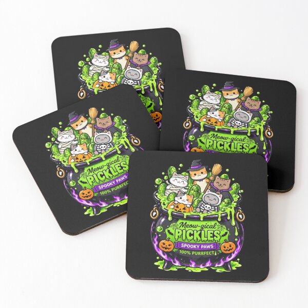 Item preview, Meow-gical Pickles Spooky Paws Halloween Witch Cats designed and sold by JessArty ⭐⭐⭐⭐⭐.