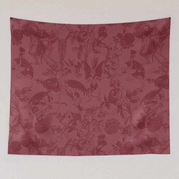 Item preview, Demons N' Roses Toile in Tonal Oxblood designed and sold by YesterdayColl.