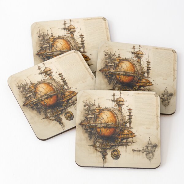 Item preview, Steampunk Inventor Drawing on Ancient Manuscript designed and sold by BrandonArtWorld.
