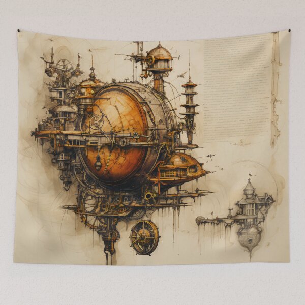 Item preview, Steampunk Inventor Drawing on Ancient Manuscript designed and sold by BrandonArtWorld.
