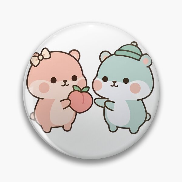 Item preview, Cute Pastel Bears Sharing Peach - Kawaii Fruit Aesthetic designed and sold by Cuddly-Critters.