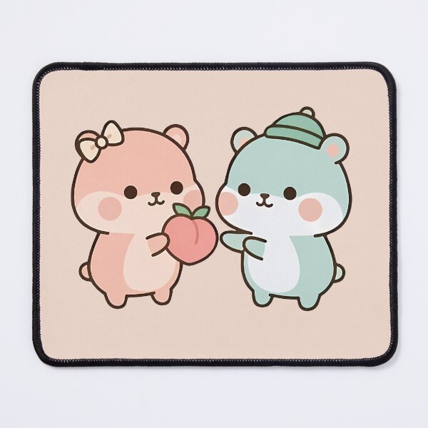 Item preview, Cute Pastel Bears Sharing Peach - Kawaii Fruit Aesthetic designed and sold by Cuddly-Critters.