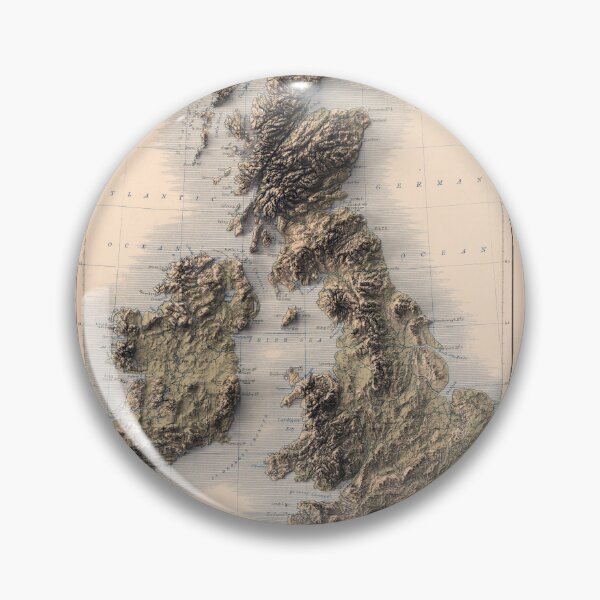 Item preview, 1852 United Kingdom and Ireland Vintage Relief 3D Map digitally-rendered designed and sold by ThinkAboutMaps.