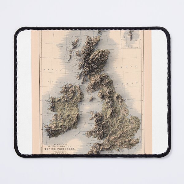 Item preview, 1852 United Kingdom and Ireland Vintage Relief 3D Map digitally-rendered designed and sold by ThinkAboutMaps.