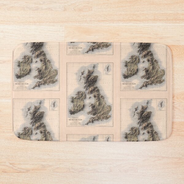 Item preview, 1852 United Kingdom and Ireland Vintage Relief 3D Map digitally-rendered designed and sold by ThinkAboutMaps.