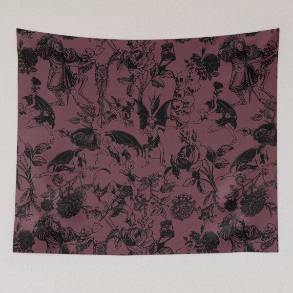 Item preview, Demons N' Roses Toile in Goth Reddish Purple + Black designed and sold by YesterdayColl.