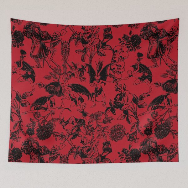Item preview, Demons N' Roses Toile in Blood Red + Black designed and sold by YesterdayColl.