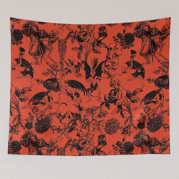 Item preview, Demons N' Roses Toile in Halloween Orange + Black designed and sold by YesterdayColl.