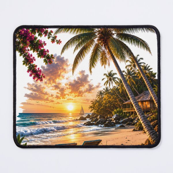 Item preview, Tropical Beach Sunset and Palm Trees Vacation Art designed and sold by FutureGarb.