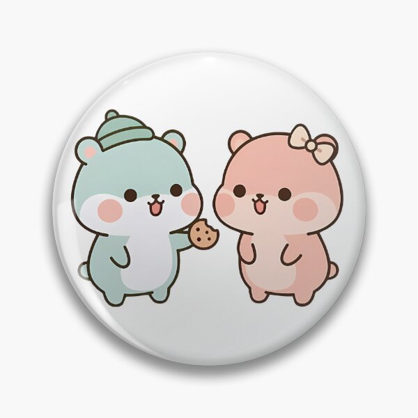 Item preview, Kawaii Cute Bears Sharing Cookie - Pastel Wholesome Couple designed and sold by Cuddly-Critters.