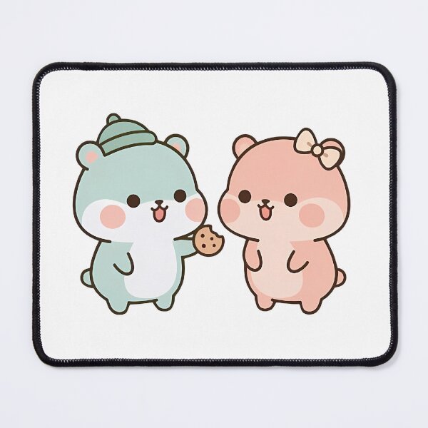 Item preview, Kawaii Cute Bears Sharing Cookie - Pastel Wholesome Couple designed and sold by Cuddly-Critters.
