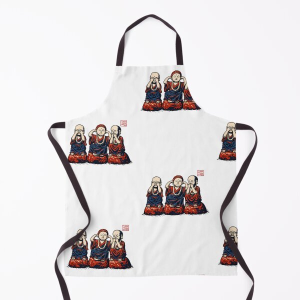 Item preview, Three Wise Monks – Japan Linocut Print V2 designed and sold by JAPANCE STUDIO.