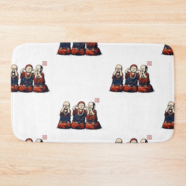 Item preview, Three Wise Monks – Japan Linocut Print V2 designed and sold by JAPANCE STUDIO.