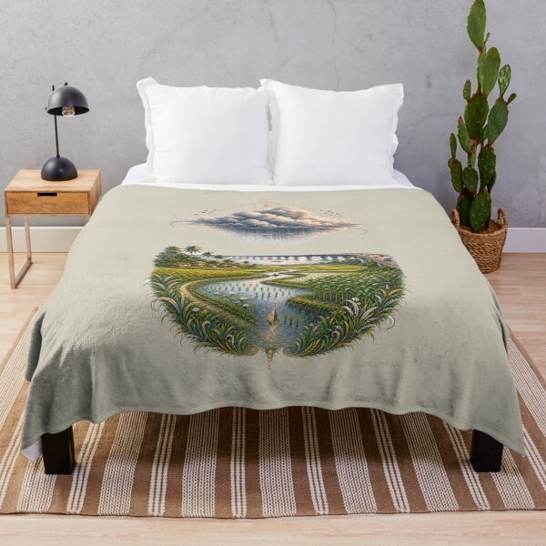 Item preview, Monsoon Field Rainy Paddy Landscape Art designed and sold by StoneOak.