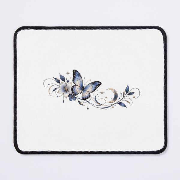 Item preview, Celestial Blue Butterfly Moon Floral – Mystical Boho Fantasy Design – Ethereal Blue Butterfly Moon & Flowers designed and sold by ArtSculpt.