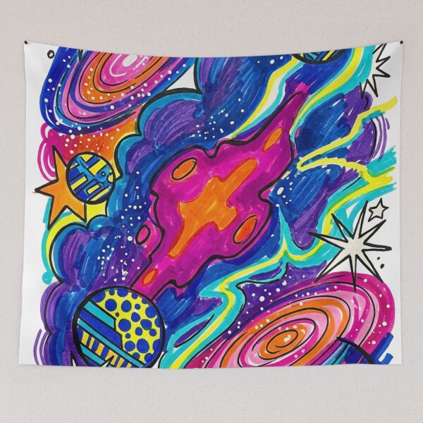 Item preview, Retro Psychedelic Neon Space Trip designed and sold by JonelleTshirts.
