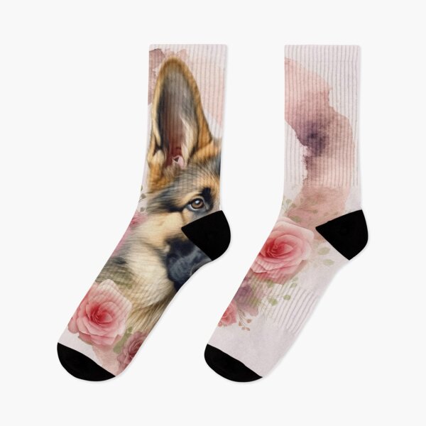 Item preview, German Shepherd Roses Heart Dog Portrait designed and sold by BrandonArtWorld.