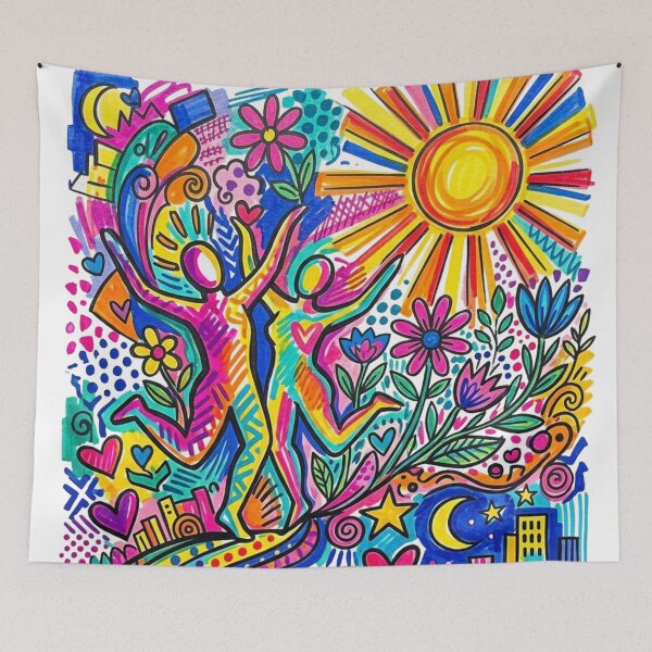 Item preview, The Beauty of Living - Vibrant and Positive Doodle Art designed and sold by JonelleTshirts.