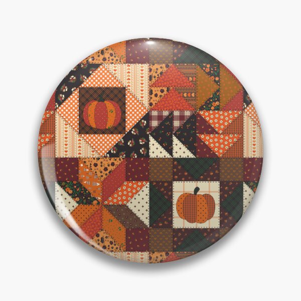 Item preview, Autumnal Pumpkin Cottagecore Patchwork Cheater Quilt designed and sold by YesterdayColl.