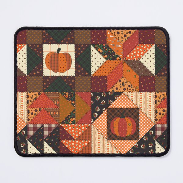 Item preview, Autumnal Pumpkin Cottagecore Patchwork Cheater Quilt designed and sold by YesterdayColl.
