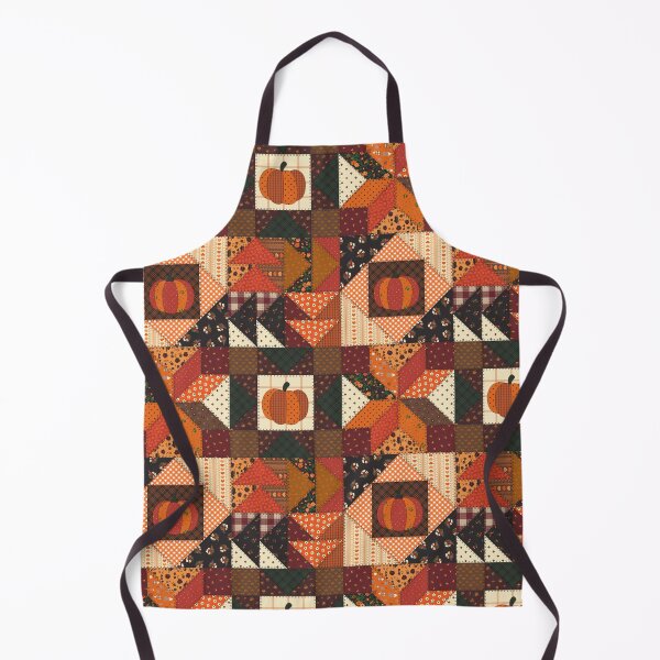 Item preview, Autumnal Pumpkin Cottagecore Patchwork Cheater Quilt designed and sold by YesterdayColl.