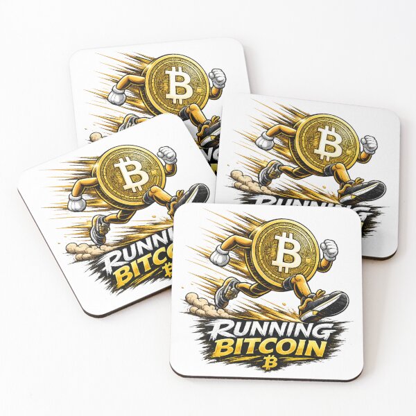 Item preview, Running Bitcoin Coin Comic Mascot designed and sold by tawscolors.