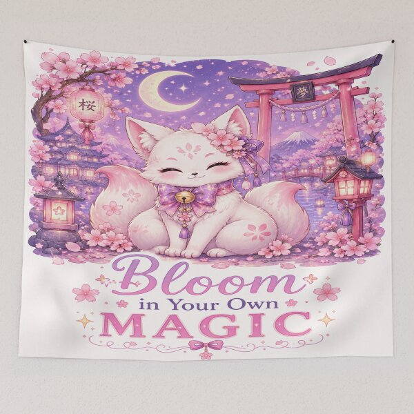 Item preview, Bloom in Your Own Magic – Kawaii Sakura Kitsune Japanese Fantasy designed and sold by Moonlight Studio.