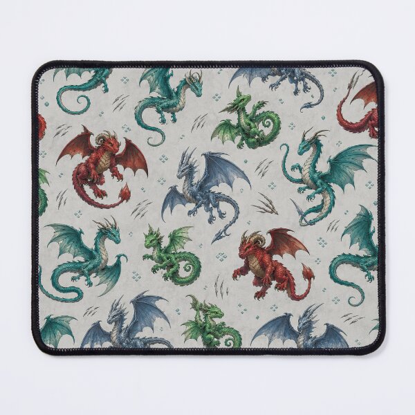 Item preview, Colorful Fantasy Dragons Seamless Pattern on Dark Background designed and sold by WangAew.