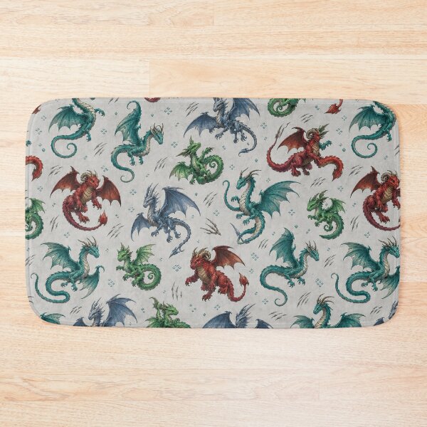 Item preview, Colorful Fantasy Dragons Seamless Pattern on Dark Background designed and sold by WangAew.